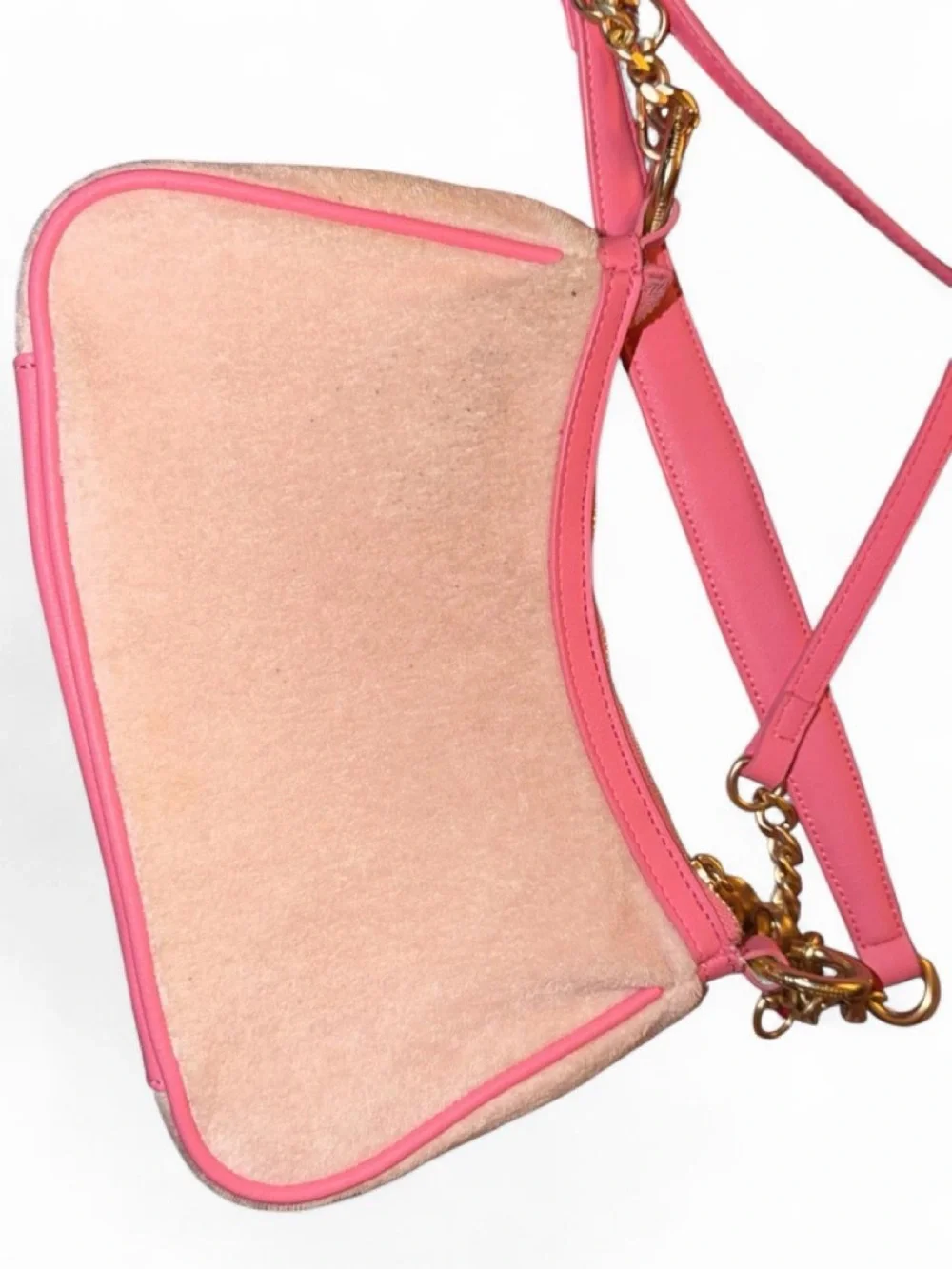 Juicy Couture Pink Embroidered Chain-Accent Shoulder Bag